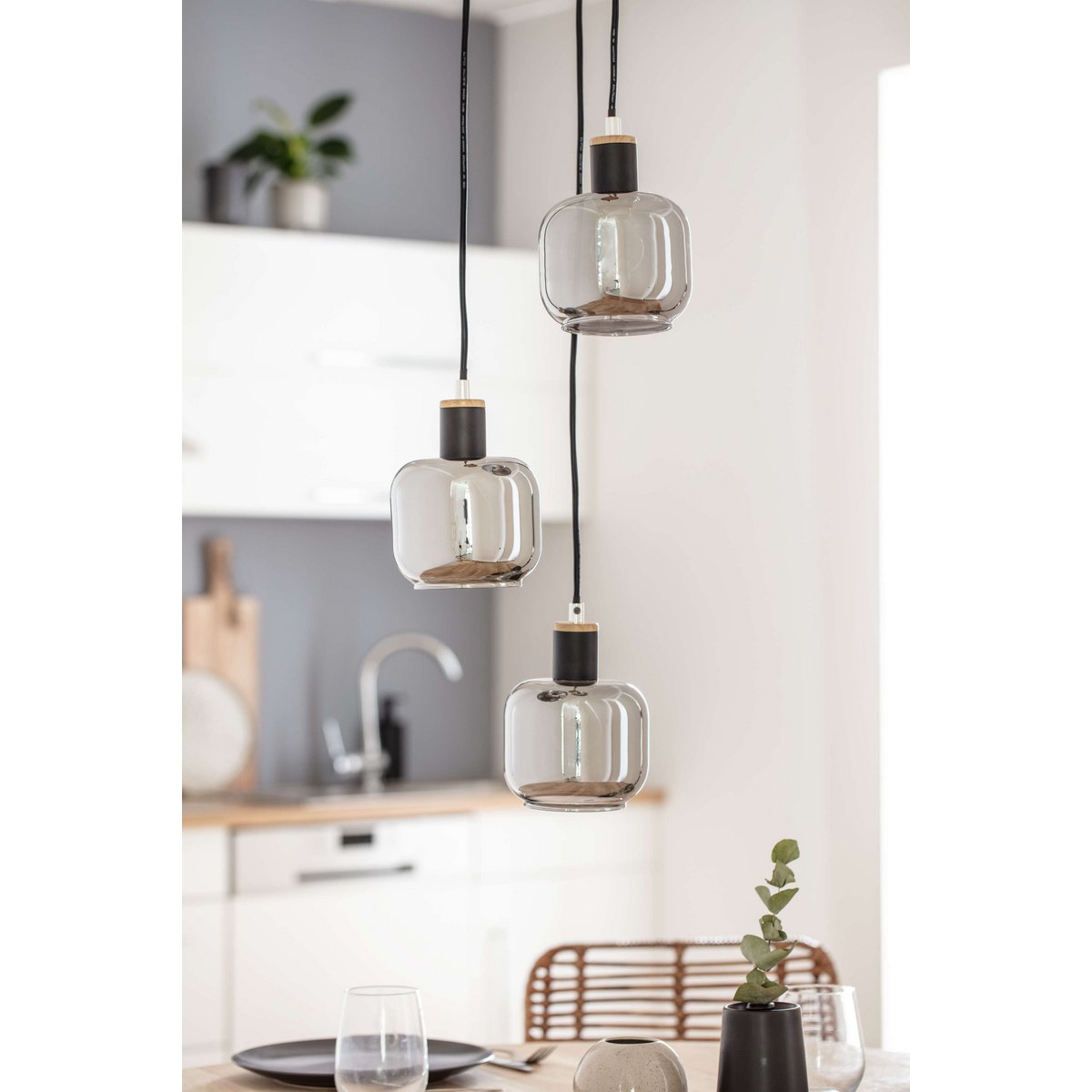 Handmade Black Metal and Glass Ceiling Lamp - Timeless Design