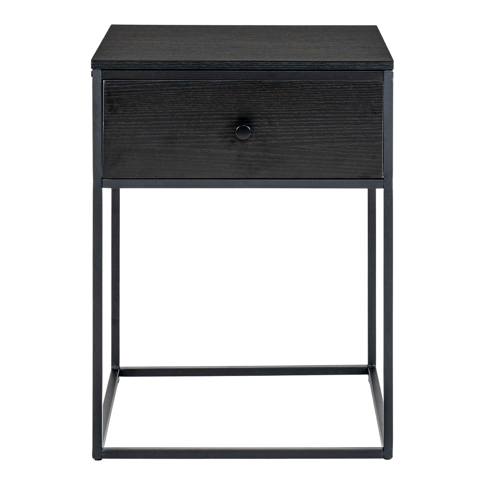 Vita Side table - Side table, 1 drawer, black, black frame 40x40x55 cm