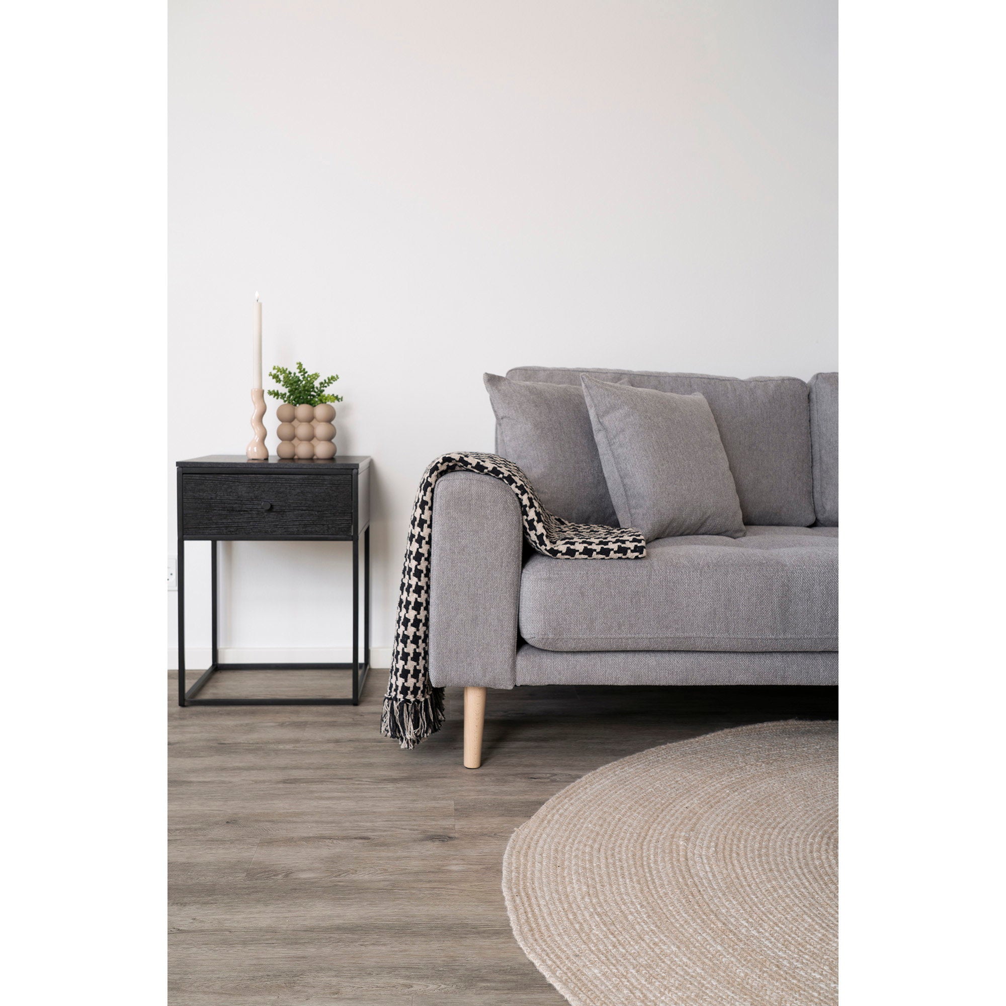 Vita Side table - Side table, 1 drawer, black, black frame 40x40x55 cm