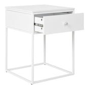 Vita Side Table - Side table, 1 drawer, white, white frame 40x40x55 cm