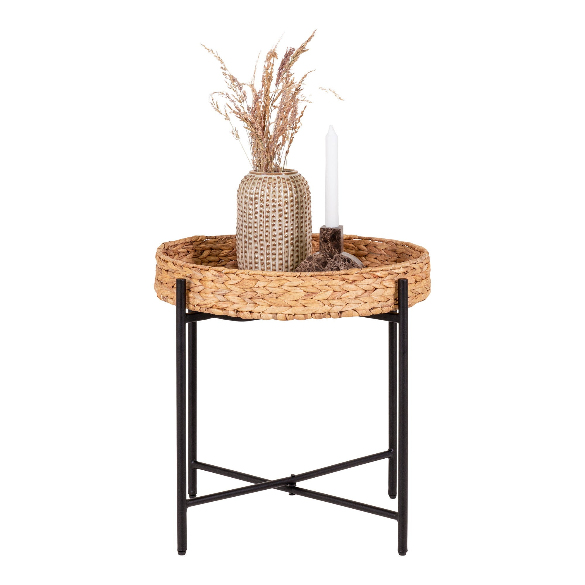 Naro Side table - Side table, metal and waterhyacinth ø50x48,5 cm