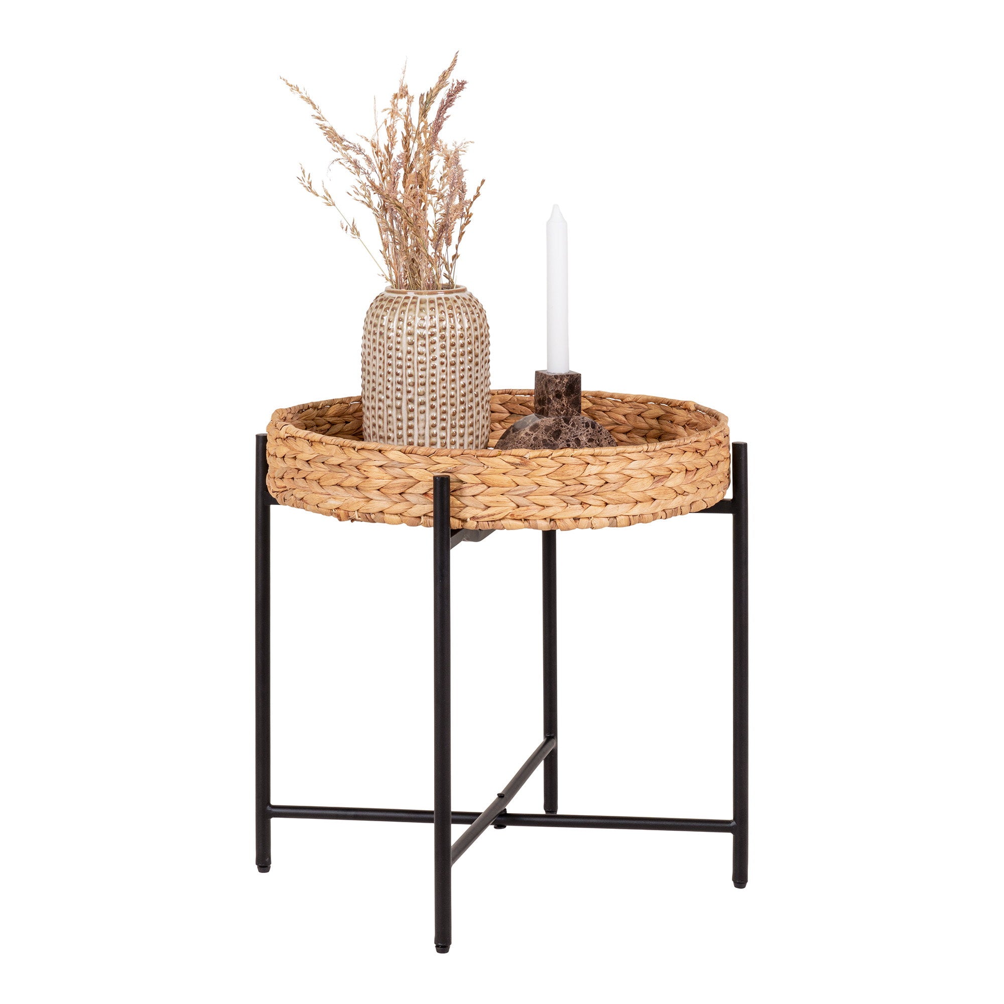 Naro Side table - Side table, metal and waterhyacinth ø50x48,5 cm