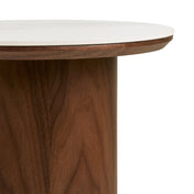 Noli Side Table - Side table, ceramic table top/ash veneer, white/dark brown ø40x38 cm