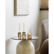 Ravello Side Table - Side table, tempered glass/metal, grey/beige  ø40x52 cm