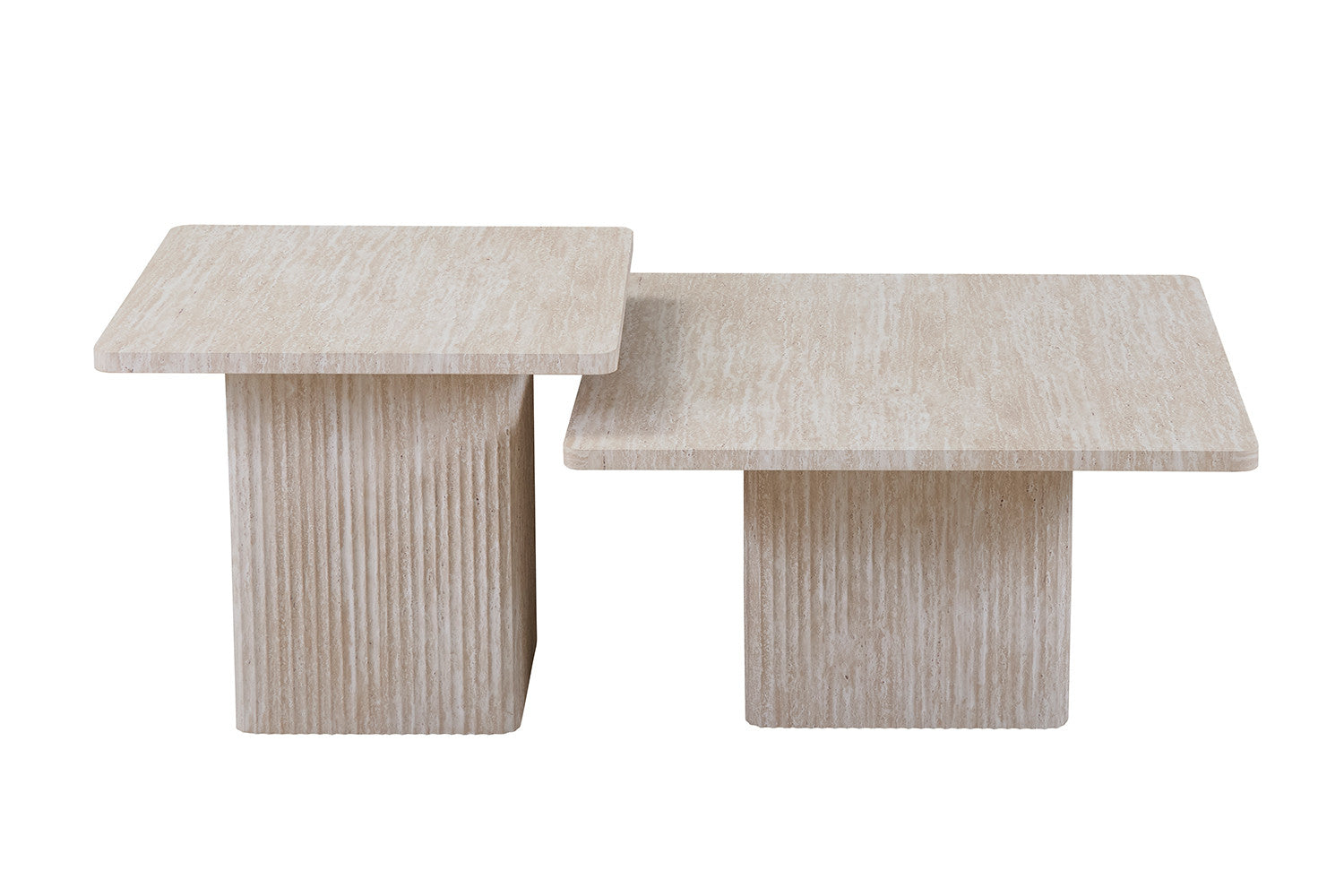 Ensemble de tables basses Serena beige aspect travertin (2 pièces)