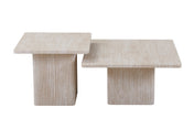 Ensemble de tables basses Serena beige aspect travertin (2 pièces)