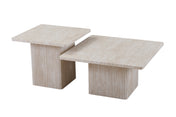 Ensemble de tables basses Serena beige aspect travertin (2 pièces)
