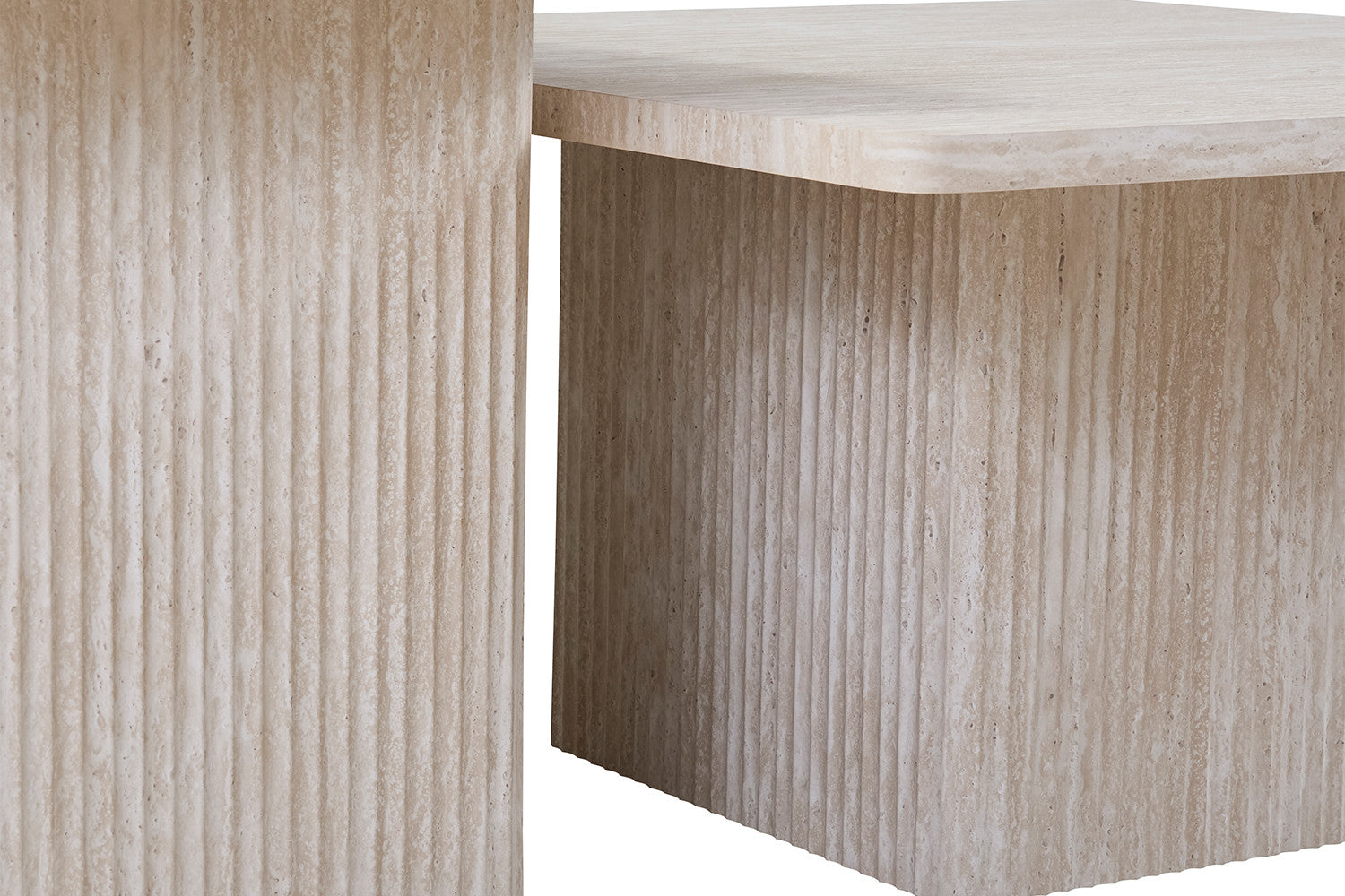 Ensemble de tables basses Serena beige aspect travertin (2 pièces)