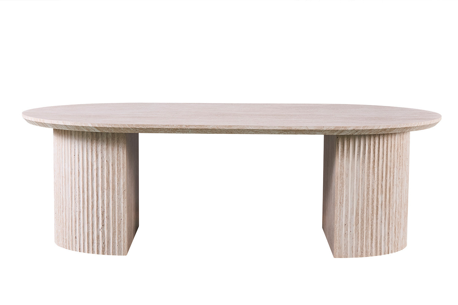 Table basse ovale Elvyn avec travertin beige