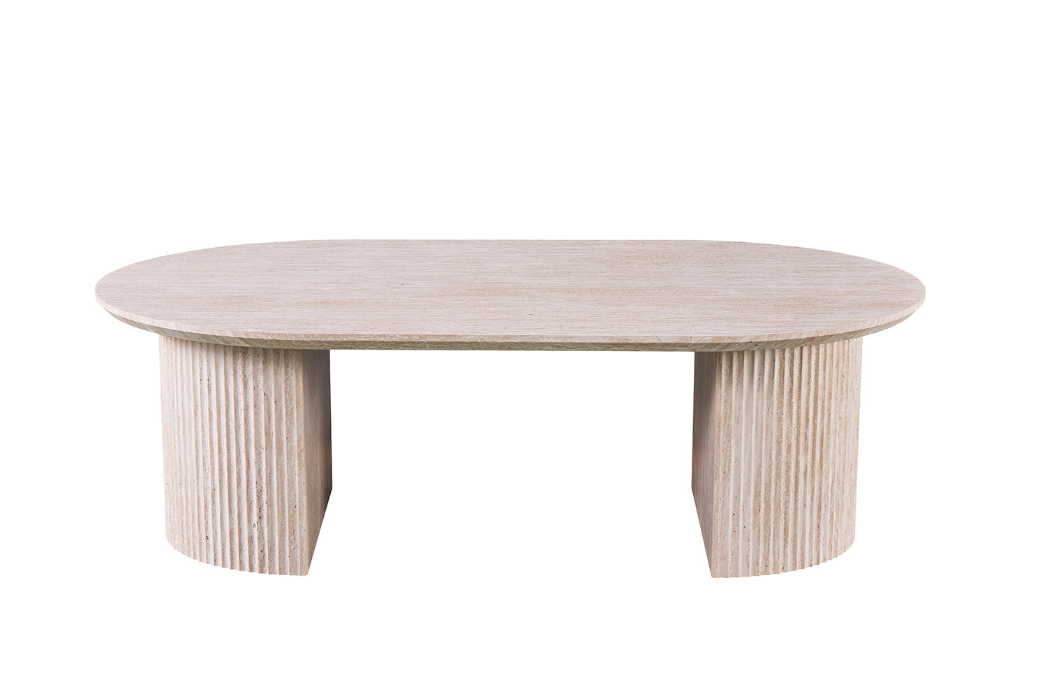 Table basse ovale Elvyn avec travertin beige