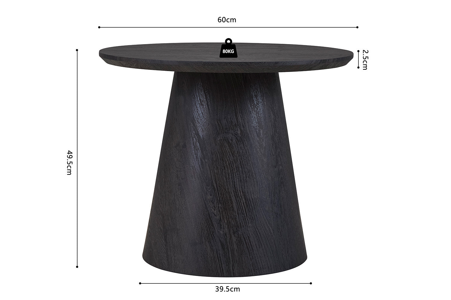 Table d'appoint ronde Mirel – aspect bois brun foncé