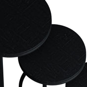 Ensemble de tables gigognes Varyn - bois foncé et métal noir