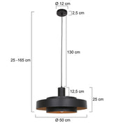 Lampe suspendue en métal noir/doré Aurelia
