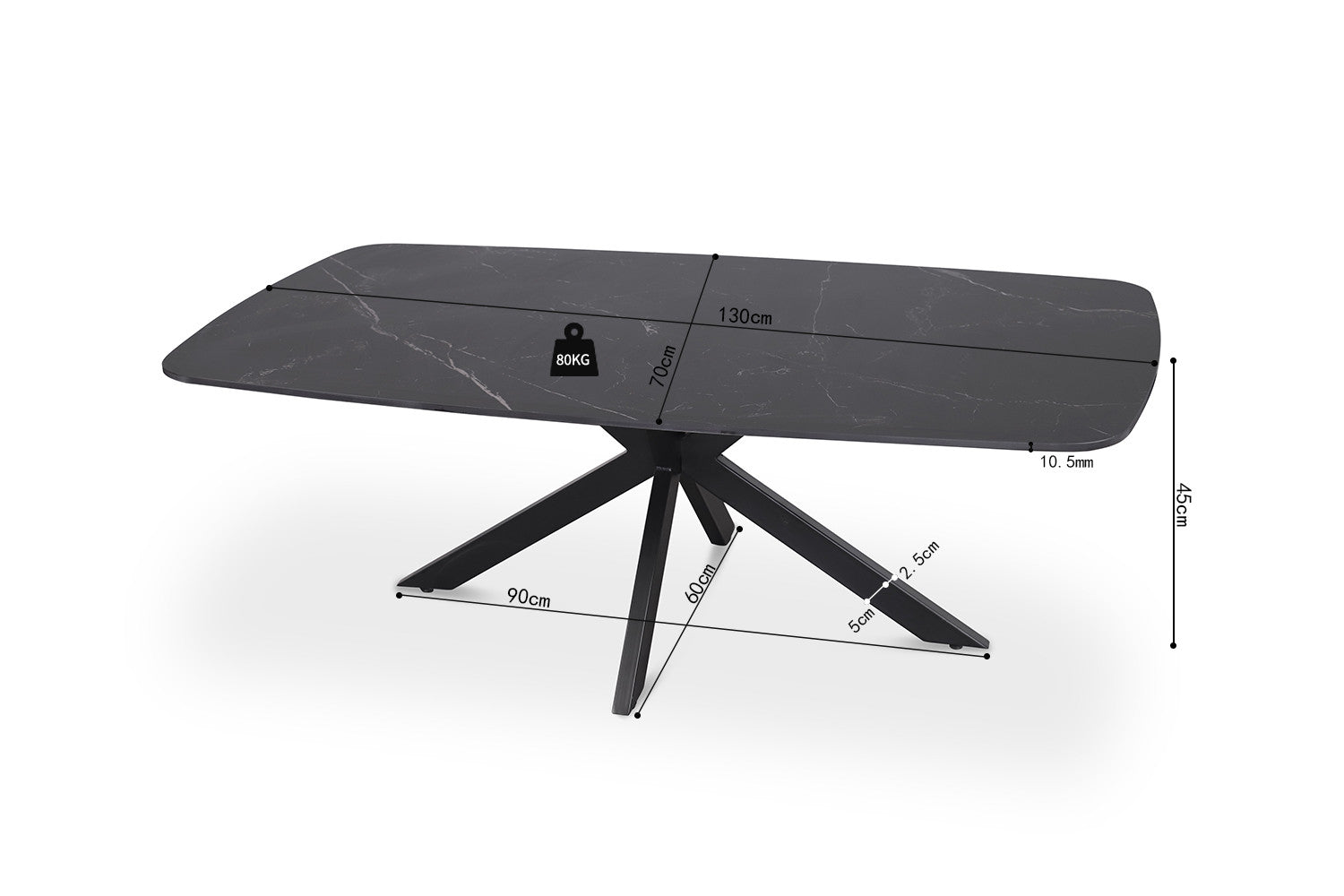 Table basse danoise ovale pierre noire