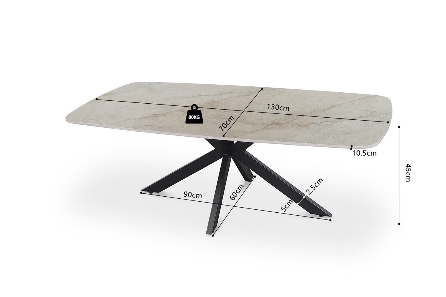 Table basse danoise ovale pierre beige