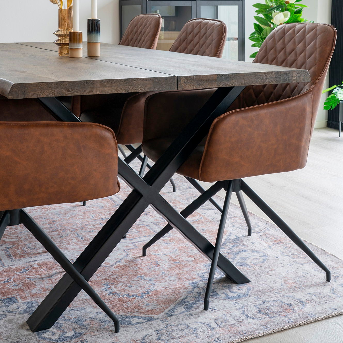 Tapis en chenille douce Aurelia 160x230 cm - Bleu et Orange