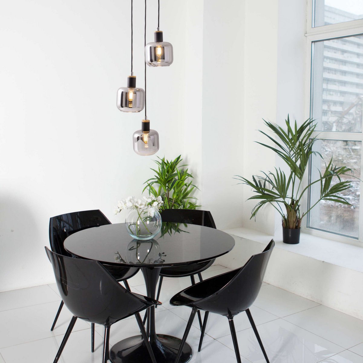 Handmade Black Metal and Glass Ceiling Lamp - Timeless Design