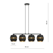 LUNOR 4 Lampe Suspendue Or Noir
