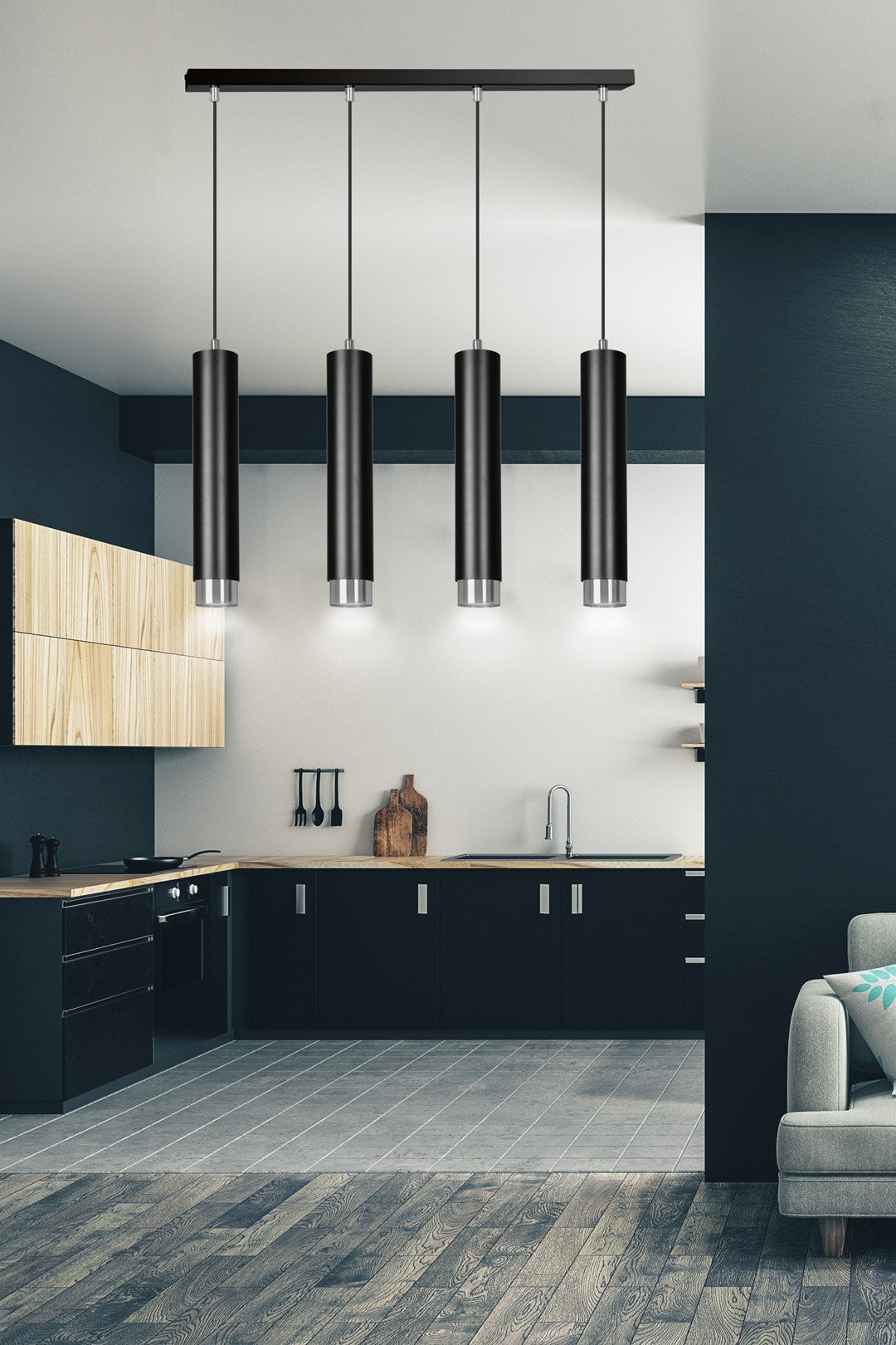 LYONN 4 Black Chrome Pendant Lamp