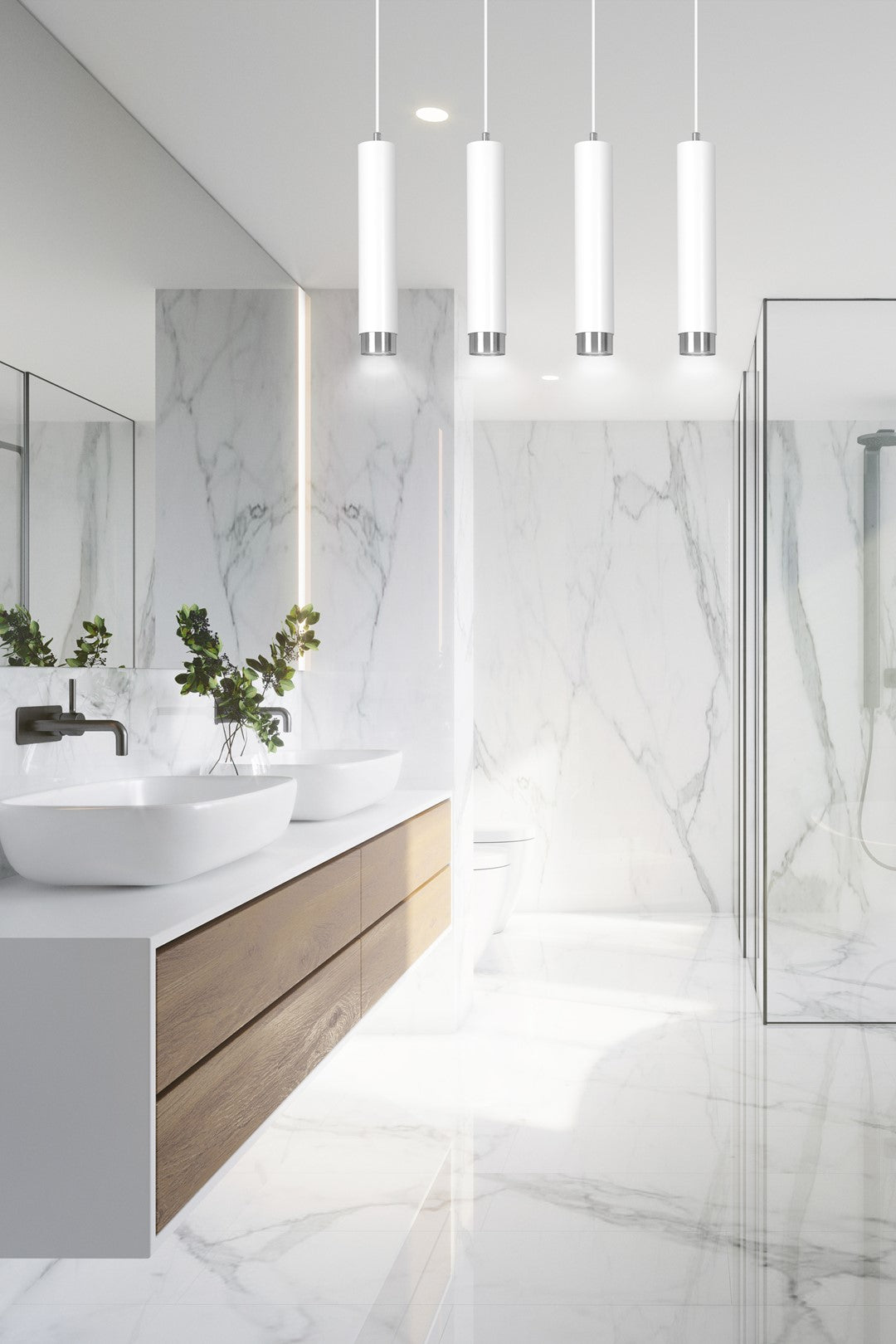 LYONN 4 White Chrome Pendant Lamp