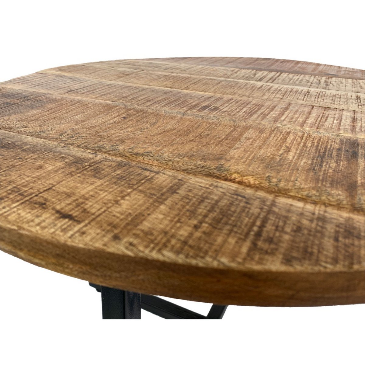 Handcrafted Luxury Round Coffee Table with Artisan Metal Frame