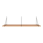 Chiba Wall Shelf - Wall Shelf, ash veneer, black steel frame 120x29 cm