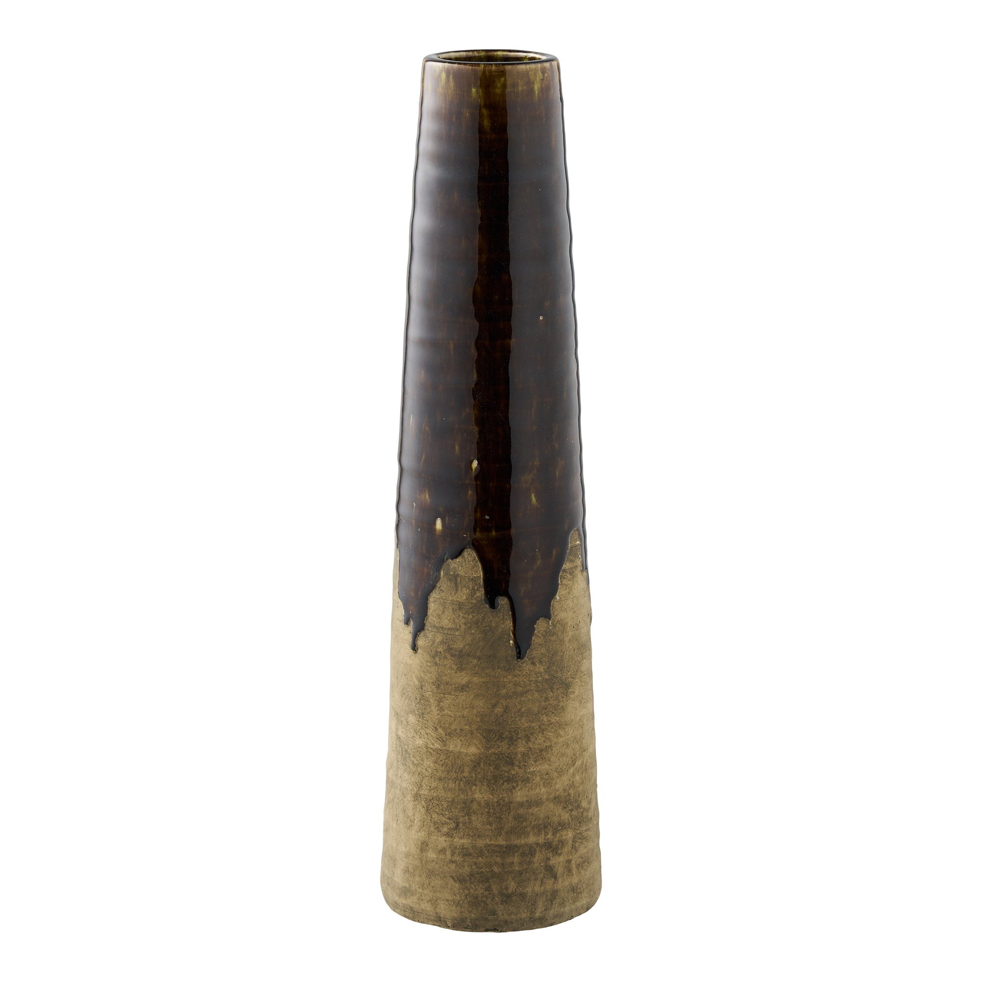 Vase - Vase, ceramic, brown ø12,5x48 cm