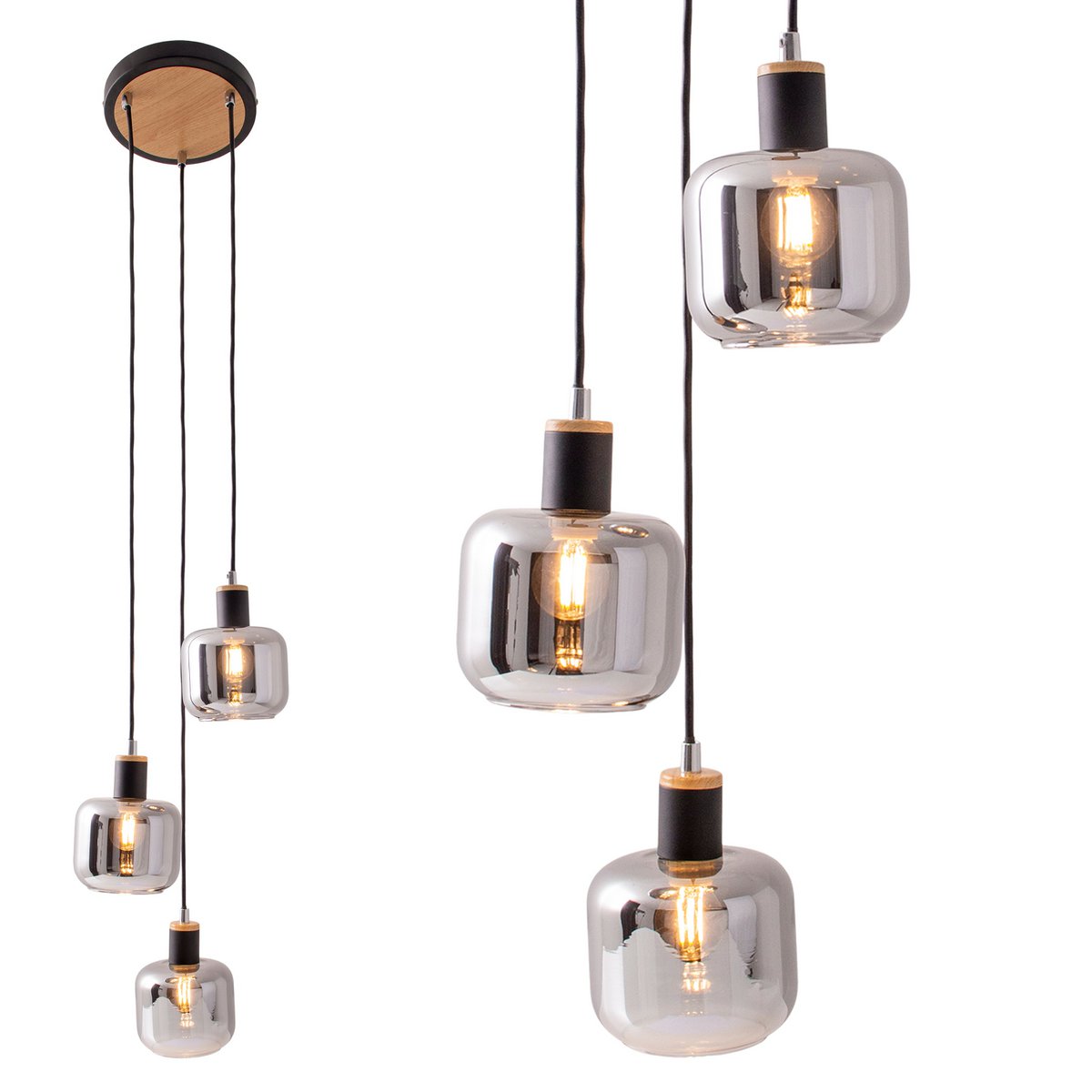 Handmade Black Metal and Glass Ceiling Lamp - Timeless Design