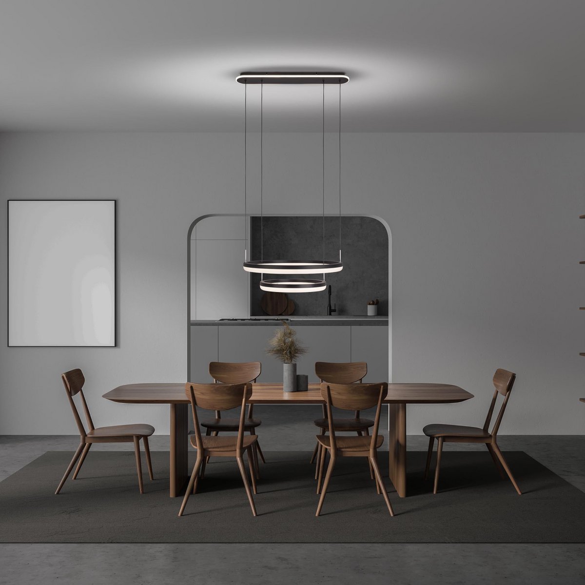 Handcrafted Luxury LED Pendant Light in Black and Sand Design