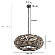 Lampe suspendue Kairo en hêtre/noir bambou