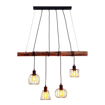 Ovara lampe suspendue en métal noir et bois