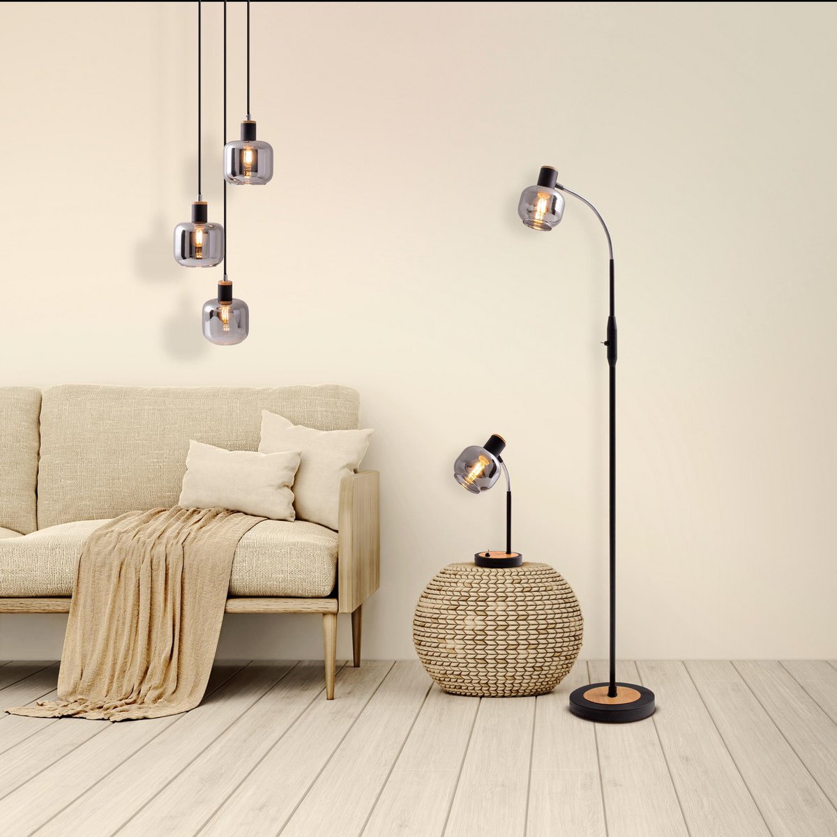 Handmade Black Metal and Glass Ceiling Lamp - Timeless Design