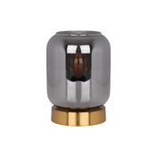 Lampe de table en verre de luxe façonnée à la main en or et fumé