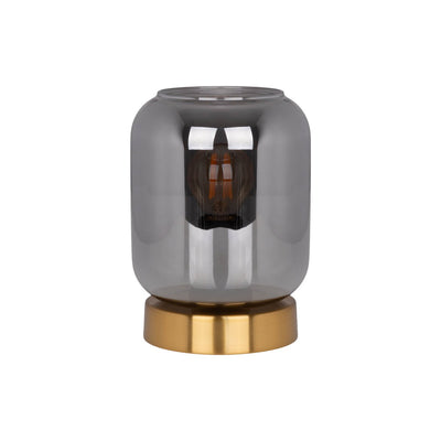 Lampe de table en verre de luxe façonnée à la main en or et fumé