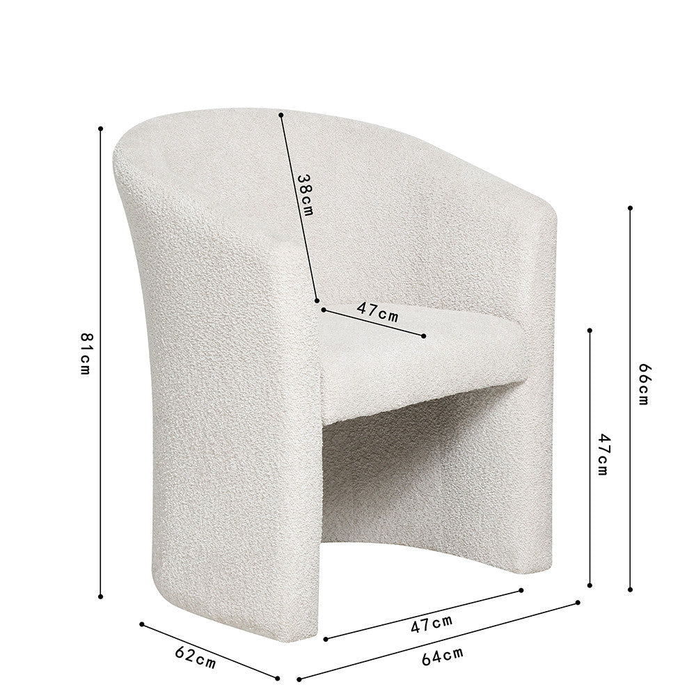 Fauteuil Charly en tissu bouclé sable