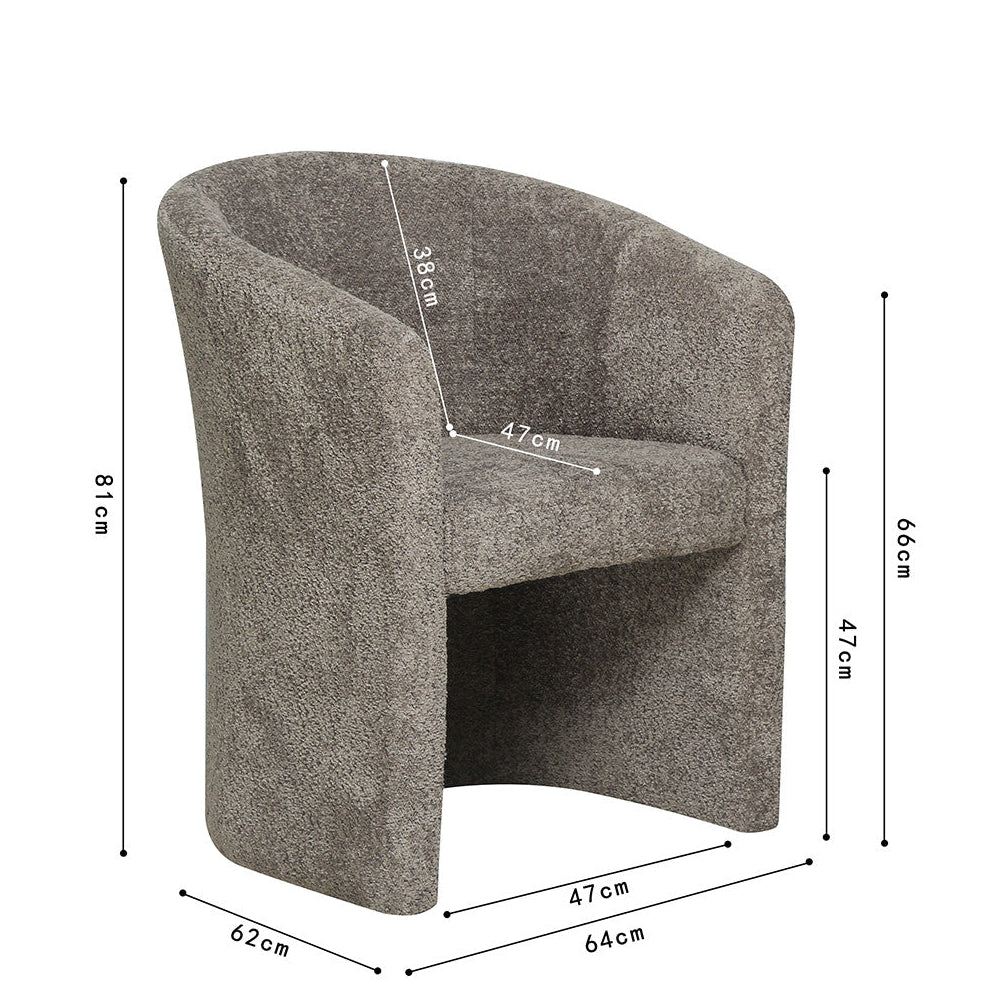 Fauteuil Charly en tissu bouclé brun