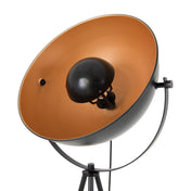 Lampe sur pied élégante noire et dorée à trois pieds pour tout espace