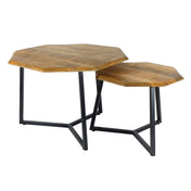 Ensemble de tables d'appoint Lastra en métal noir et bois récupéré
