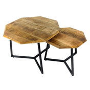 Ensemble de tables d'appoint Lastra en métal noir et bois récupéré