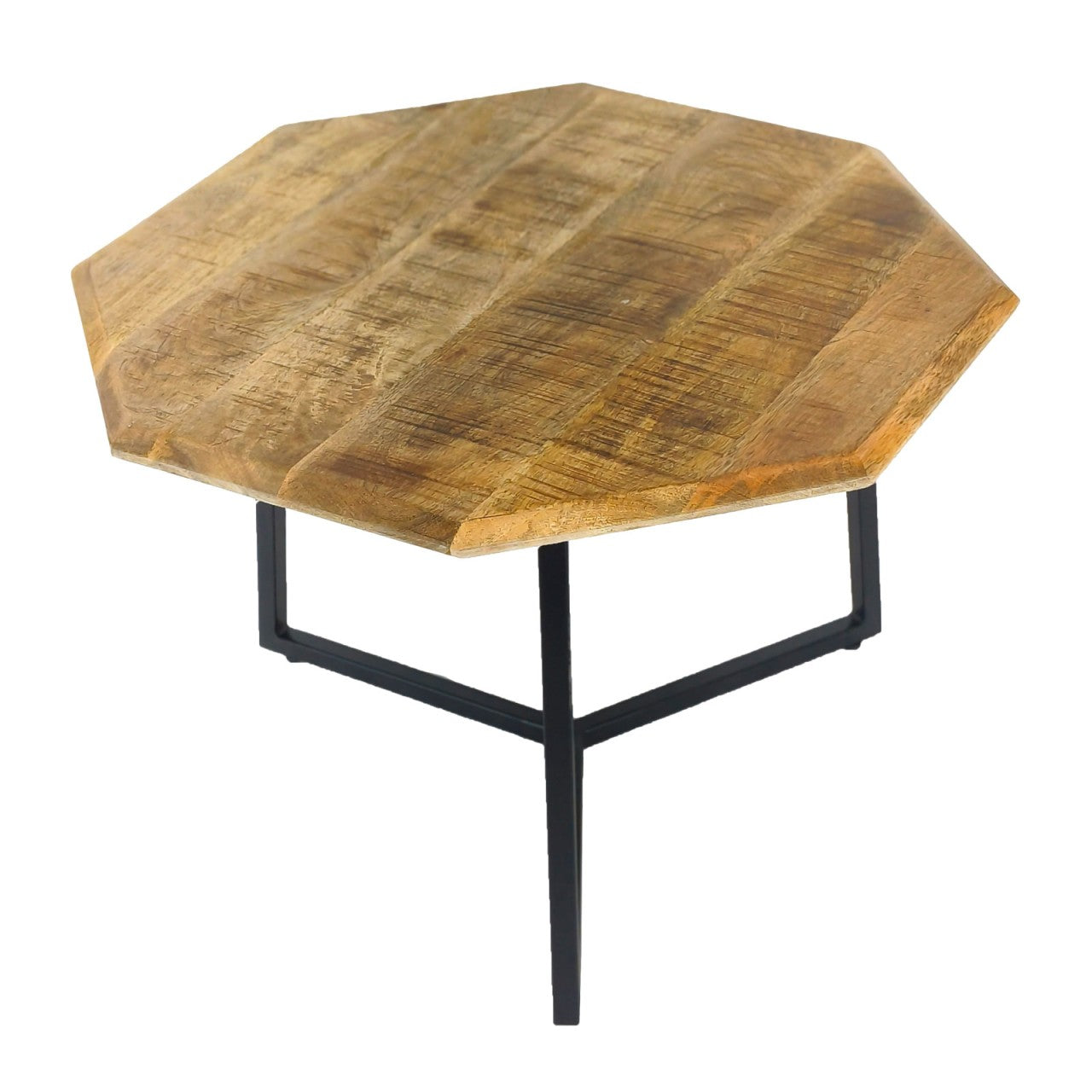 Ensemble de tables d'appoint Lastra en métal noir et bois récupéré