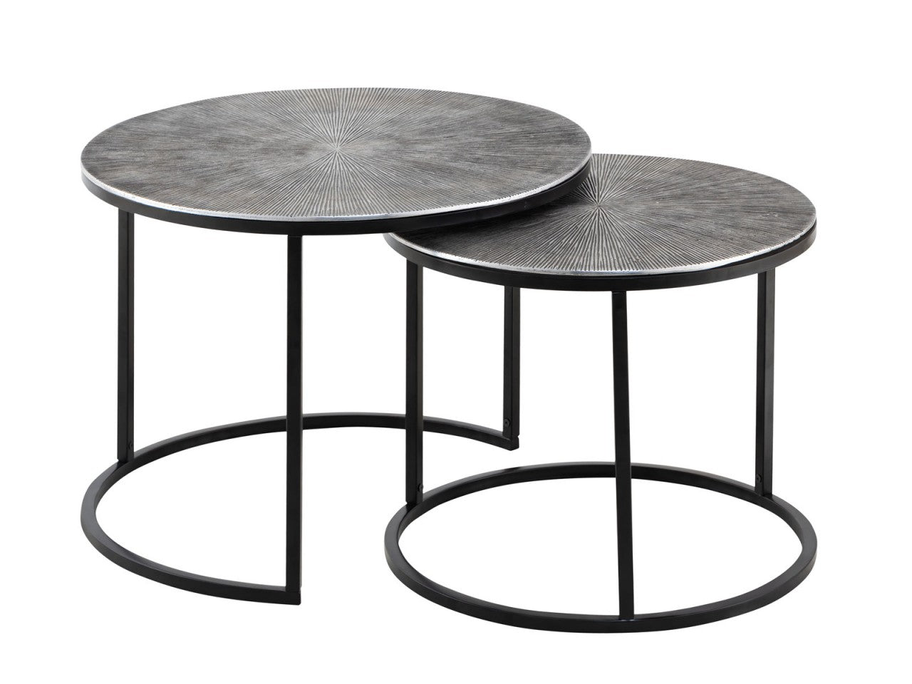 Ensemble de tables d'appoint latérales en aluminium argenté Calvera