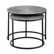 Ensemble de tables d'appoint latérales en aluminium argenté Calvera