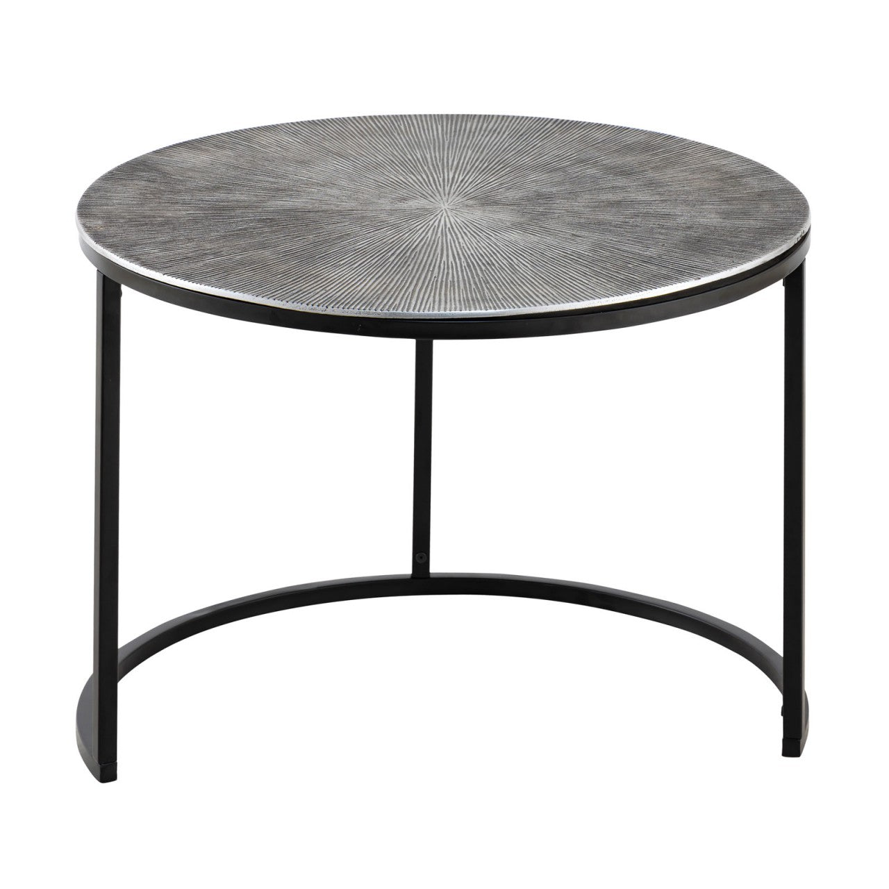 Ensemble de tables d'appoint latérales en aluminium argenté Calvera