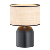 Lampe de table en acier et rotin noir Elira