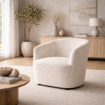 Fauteuil Lunaro naturel bouclé