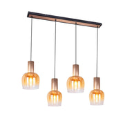 Luxury Artisan Pendant Lamp in Amber Glass and Brass Finish