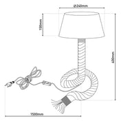 Lampe de table de luxe artisanale avec design d'artisan et toile de jute