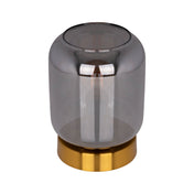 Lampe de table en verre de luxe façonnée à la main en or et fumé