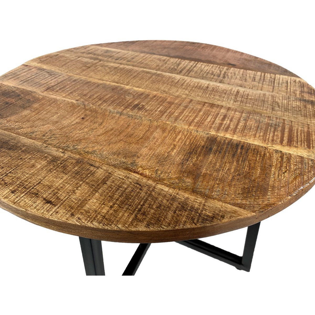 Handcrafted Luxury Round Coffee Table with Artisan Metal Frame