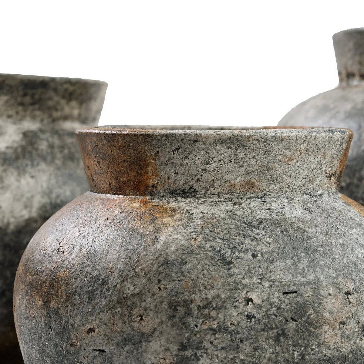 Timeless Artisan Crafted Vase in Antique Grey for Luxury Design